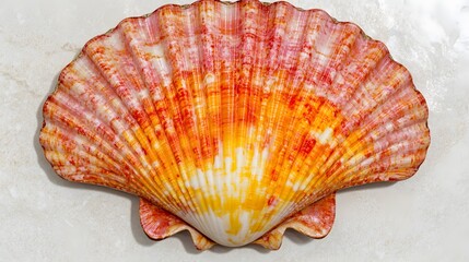 Canvas Print - Vibrant Orange and Pink Scallop Shell Closeup