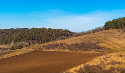 Poster - Cultivated Field and Rolling Hills