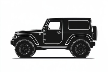 Leinwandbilder - Silhouette of an auto vehicle in profile view showcasing rugged design and off road capabilities for adventure seekers. Generative AI