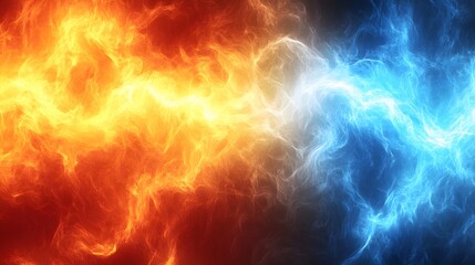 Wall Mural - Fiery Inferno Meets Glacial Frost Abstract Background