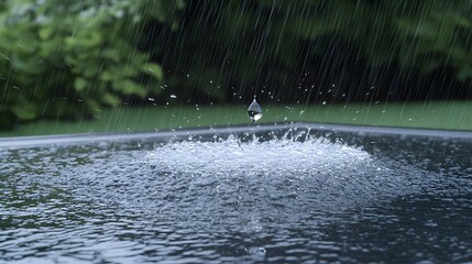 Canvas Print - Rain Drop Impact Splash on Dark Surface