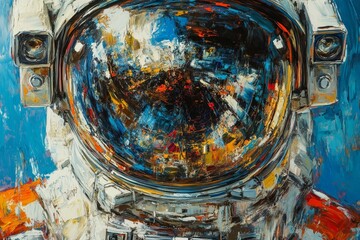 Wall Mural - exploration of space through the vibrant reflection in a detailed astronaut helmet