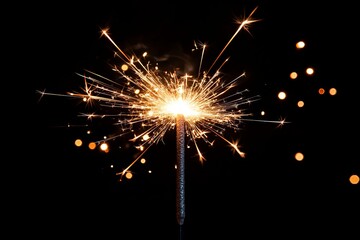 Aufkleber - Sparkler lights up the night sky during a celebration and adds joy to the festive atmosphere