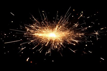 Poster - Bright sparks erupting in a dark space during a celebration or event atmosphere