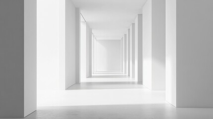 Poster - Empty corridor with white walls creating a modern and minimalist aesthetic for text placement. Generative AI