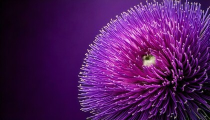 Wall Mural - close up of purple Callistephus chinensis flower, purple background, copy space 