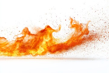 Poster - Flames and sparks dance in vibrant colors creating an energetic burst of orange and red against a plain background