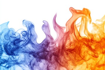Aufkleber - Colorful smoke patterns swirl beautifully in vibrant shades of blue and orange against a white background