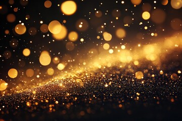 Poster - Golden shimmering particles create a magical atmosphere during an evening celebration event filled with joy and excitement