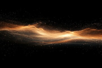 Wall Mural - cosmic waves of golden light flow through a dark universe filled with sparkling stars