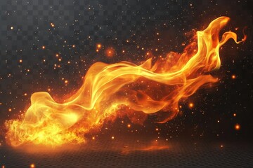 Fototapete - Flowing flames illuminate a dark background with vibrant orange and yellow hues