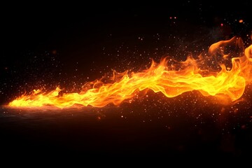 Poster - Fiery flames create a captivating visual display with intense colors and dynamic movement against a dark backdrop