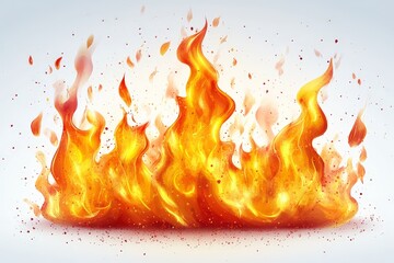 Poster - Vibrant flames dancing against a soft backdrop of light in an artistic representation of fire