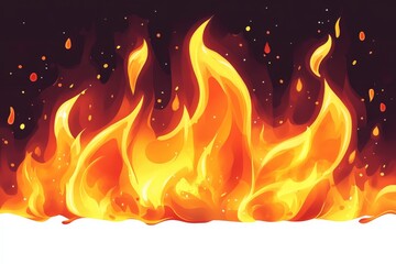 Poster - Vibrant flames dance against a dark background creating a mesmerizing display of fire's power and energy