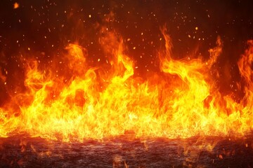 Poster - Flames engulfing the night sky create a vivid display of orange and yellow hues