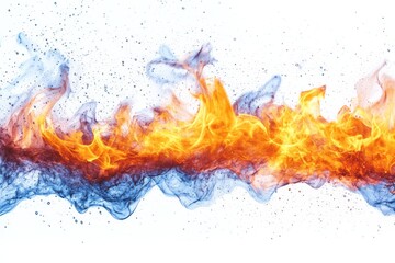 Aufkleber - Vivid flames and water collide, creating dynamic visual contrast in a vibrant display of fire and liquid elements