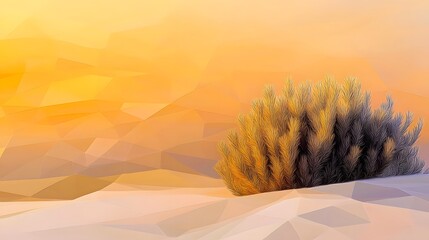 Wall Mural - Abstract Desert Sunset Landscape with Geometric Bush