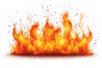 Poster - Flames dance and flicker with vibrant colors against a plain background in a captivating display of heat and light