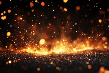 Aufkleber - Glowing sparks and particles illuminate a dark background creating a magical atmosphere at night