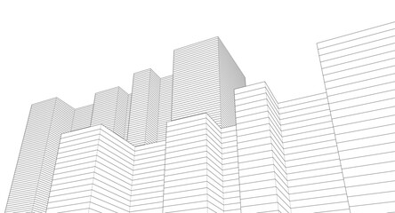 Wall Mural - abstract geometric houses 3d rendering