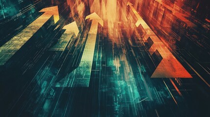 Wall Mural - an abstract design illustrating the concept of motivation, with arrows pointing upwards and inspirat