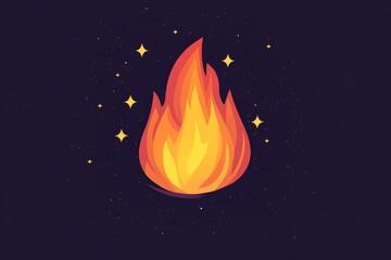 Fototapete - Bright flame illuminating a dark background with sparkling stars creating a mystical atmosphere