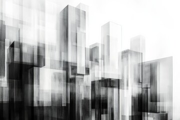 Aufkleber - Abstract cityscape design showcasing monochrome geometric forms and fluidity in shapes, evoking modernity and artistic expression