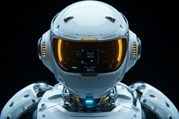 Aufkleber - Futuristic robot design showcasing advanced technology and sleek aesthetics in a darkened environment