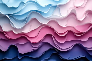 Aufkleber - Colorful paper waves create a dynamic abstract pattern showcasing texture and layering in modern design