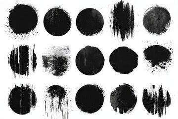 Aufkleber - Abstract black and white circles with varying textures and patterns for artistic design use
