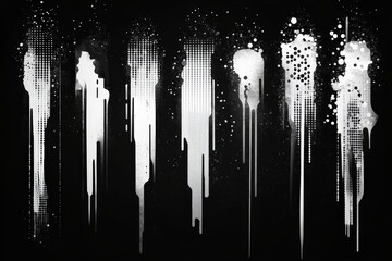 Fototapete - Abstract black and white drips creating a striking visual pattern with various flowing shapes and textures