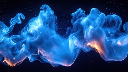 Canvas Print - Blue flame abstract swirling dark background