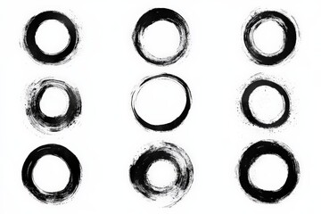 Aufkleber - Black and white circles in varied styles representing balance and harmony on a minimalist background