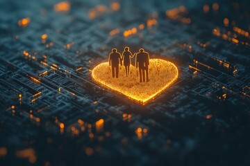 Aufkleber - Family love symbolized through digital connectivity in an urban environment