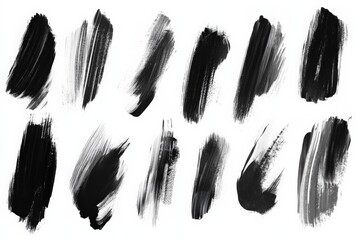 Aufkleber - Black and white paint strokes displayed on a clean background for artistic inspiration and design purposes