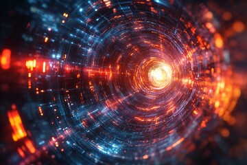 Aufkleber - Digital tunnel of light exploring vibrant energy patterns in a cosmic space