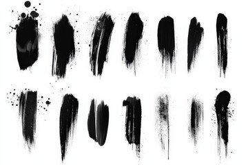 Aufkleber - Black brushstroke patterns creating dynamic textures for art and design projects