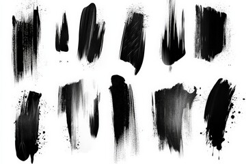 Aufkleber - Dynamic black and white brush strokes showcasing artistic expression and texture in modern design