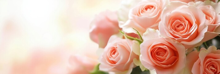 Aufkleber - Beautiful bouquet of soft pink roses arranged for a special occasion display in an elegant setting. Generative AI