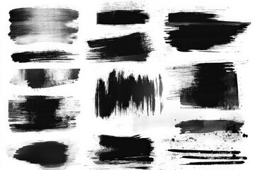 Leinwandbilder - Abstract black brush strokes on a white background for design projects and artistic expressions