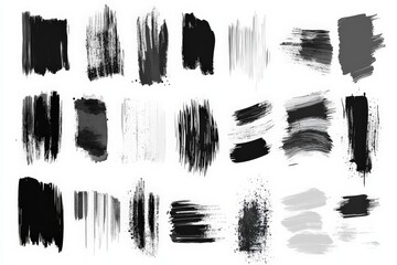 Aufkleber - Diverse black and white paint strokes showcasing texture and artistic expression in a minimalist style