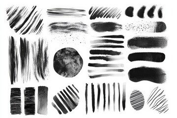 Aufkleber - Abstract black and white brush strokes and textures for creative design