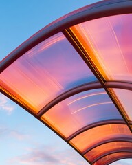 Leinwandbilder - Dynamic Curved Skylight Installation Colorful Glass and Steel Design for Sustainable Architecture - Enhance Commercial Spaces with Natural Light and Modern Aesthetic Appeal
