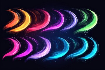 Aufkleber - Colorful abstract wave patterns showcasing vibrant hues in a dark background for artistic inspiration and creativity