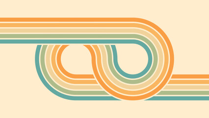 Wall Mural - abstract background of rainbow groovy wavy line design in 1970s hippie retro style. vector pattern r