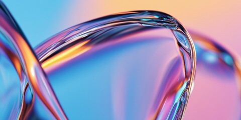 Poster - Chromatic Fluid Dynamics Abstract Glass Sculpture on Gradient Background - Innovative Art Content and Contemporary Interior Design Visualization