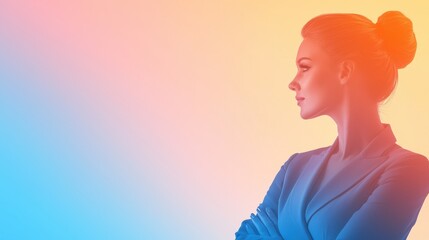 Wall Mural - colourful silhouette businesswoman artistic silhouette of a female professional in bold colors, stan