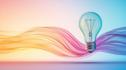 Wall Mural - colourful silhouette idea light bulb silhouette filled with colorful gradient waves, symbolizing ins