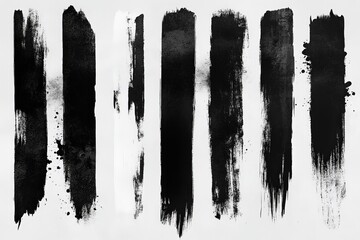 Fototapete - Abstract black and white brush strokes creating a striking visual texture