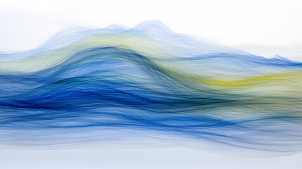 Wall Mural - Abstract Blue and Green Wave Lines Artistic Background